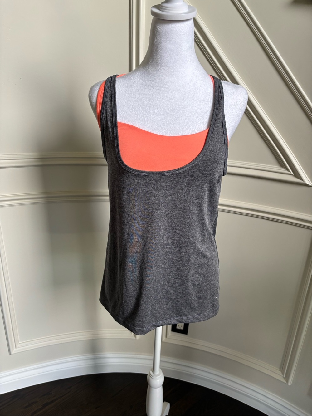 Old Navy Gray Tank with Coral Sports Bra Insert